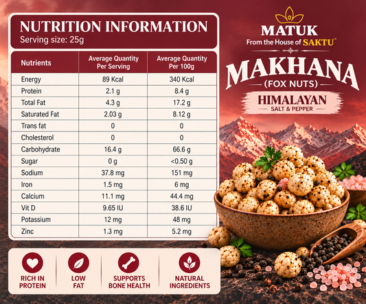MATUK Himalayan Salt & Pepper Flavoured Makhana (Fox Nuts) | Net Wt. 85 g Jar