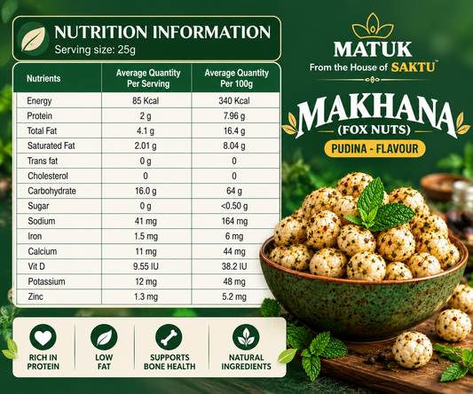 MATUK Pudina Flavoured Makhana (Fox Nuts) Net Wt. 85 g Jar