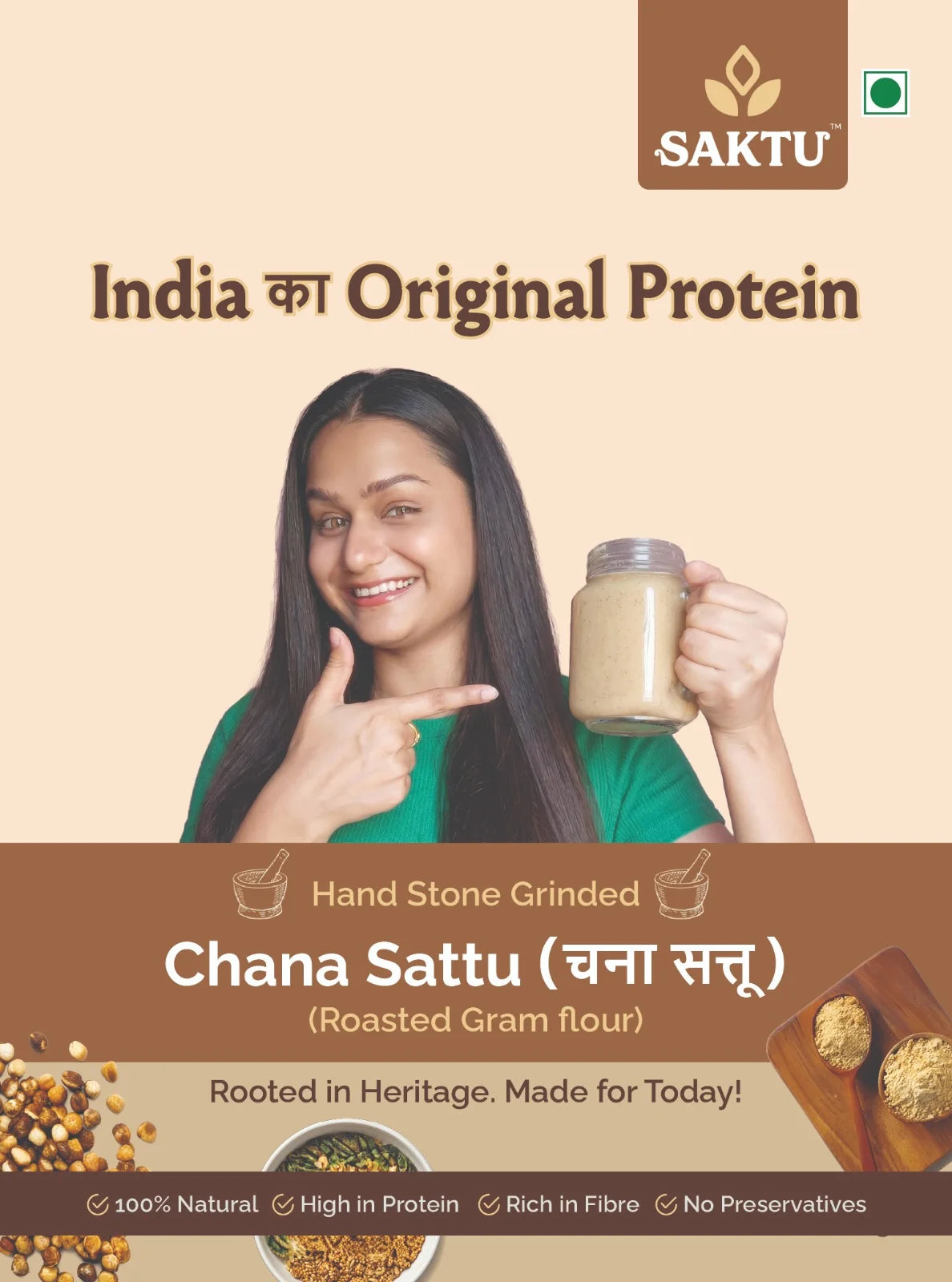 Hand Stone Grinded Chana Sattu | 400 GM