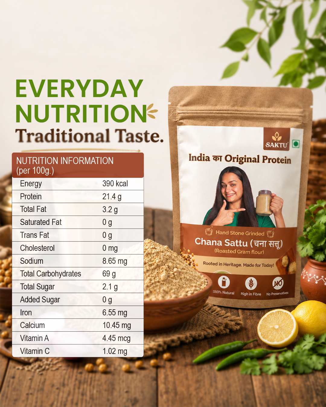 Hand Stone Grinded Chana Sattu | 400 GM